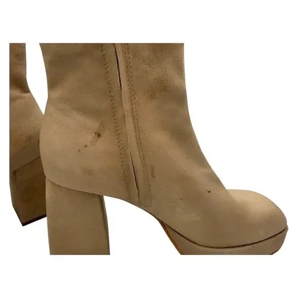NEW with IMPERFECTIONS Dolce Vita Block Heel Boot Size 8 Tan Suede - Picture 4 of 10